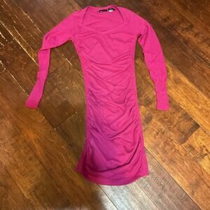 Women's Moda International Fuscha Long Sleeve Stretch Dress - Sz Small